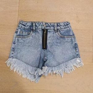 Distressed jean shorts